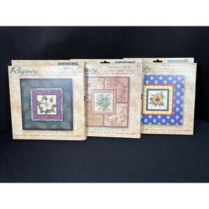 Embroidery Bundle 3 Kits Floral Tile Country French Sunflower Magnolia & Berries